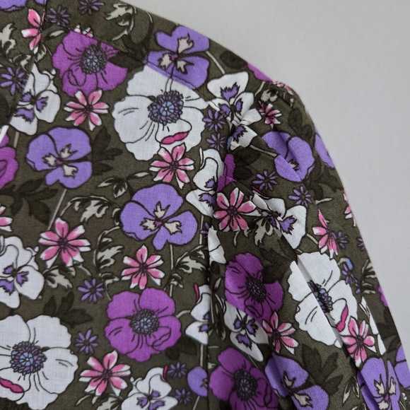 Talbots EUC Ruffle Neck Top Poppy Ditsy Puff Sleeve Floral XS - Picture 8 of 15